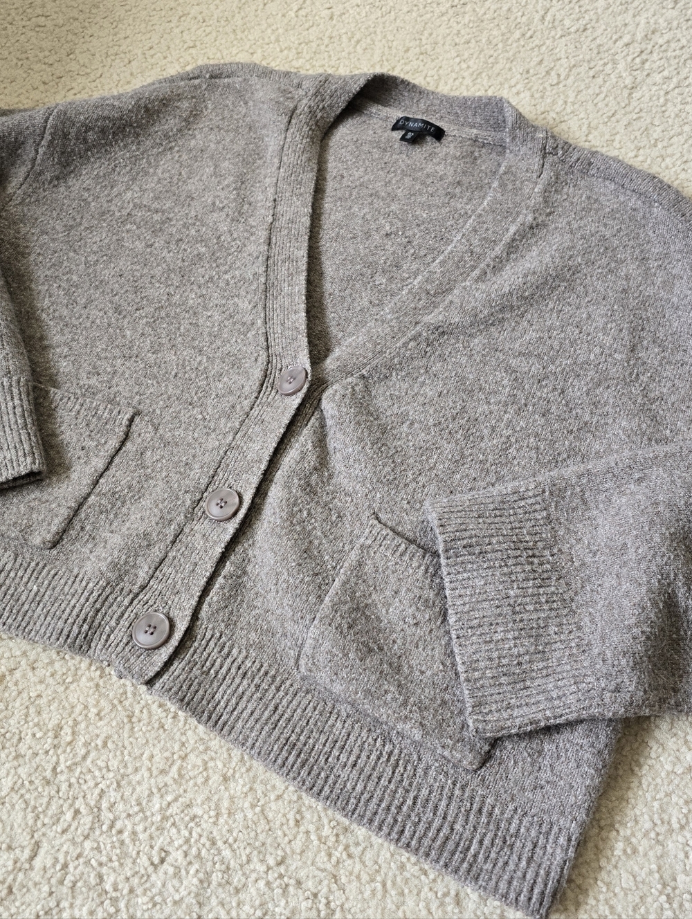 Dynamite Cropped Comfy Button Cardi Womens Size Large